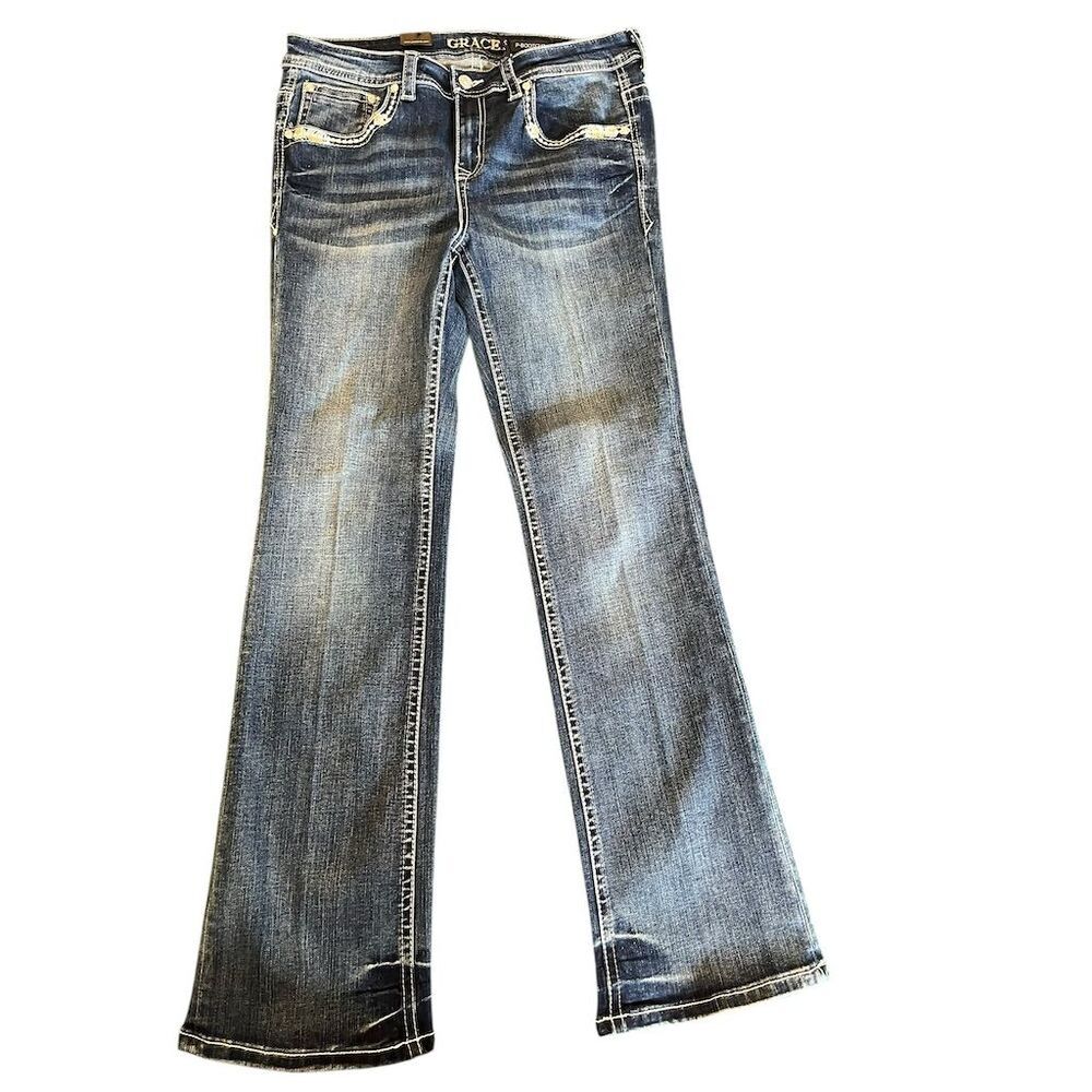 Grace Women's Bootcut Jeans size 14 Embroidered‎ Pockets